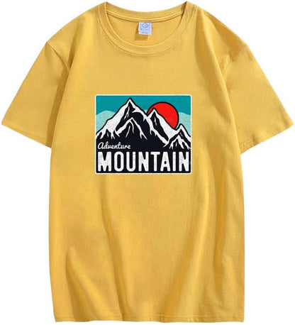 CORIRESHA Women's Vintage Mountain Graphic Crewneck Short Sleeve Loose Basic Sun T-Shirt