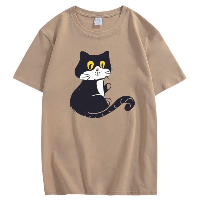 CORIRESHA Adolescente Gato Camiseta Cuello Redondo Manga Corta Suelta Suave Acogedor Lindo Tops