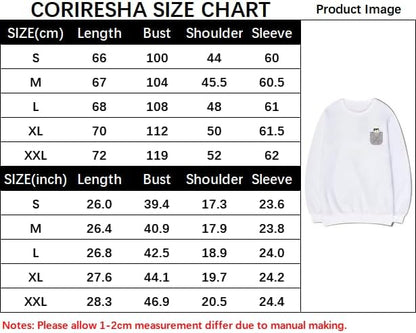 CORIRESHA Cute Pocket Cat Sweatshirt Crew Neck Long Sleeve Soft Cotton Pullover