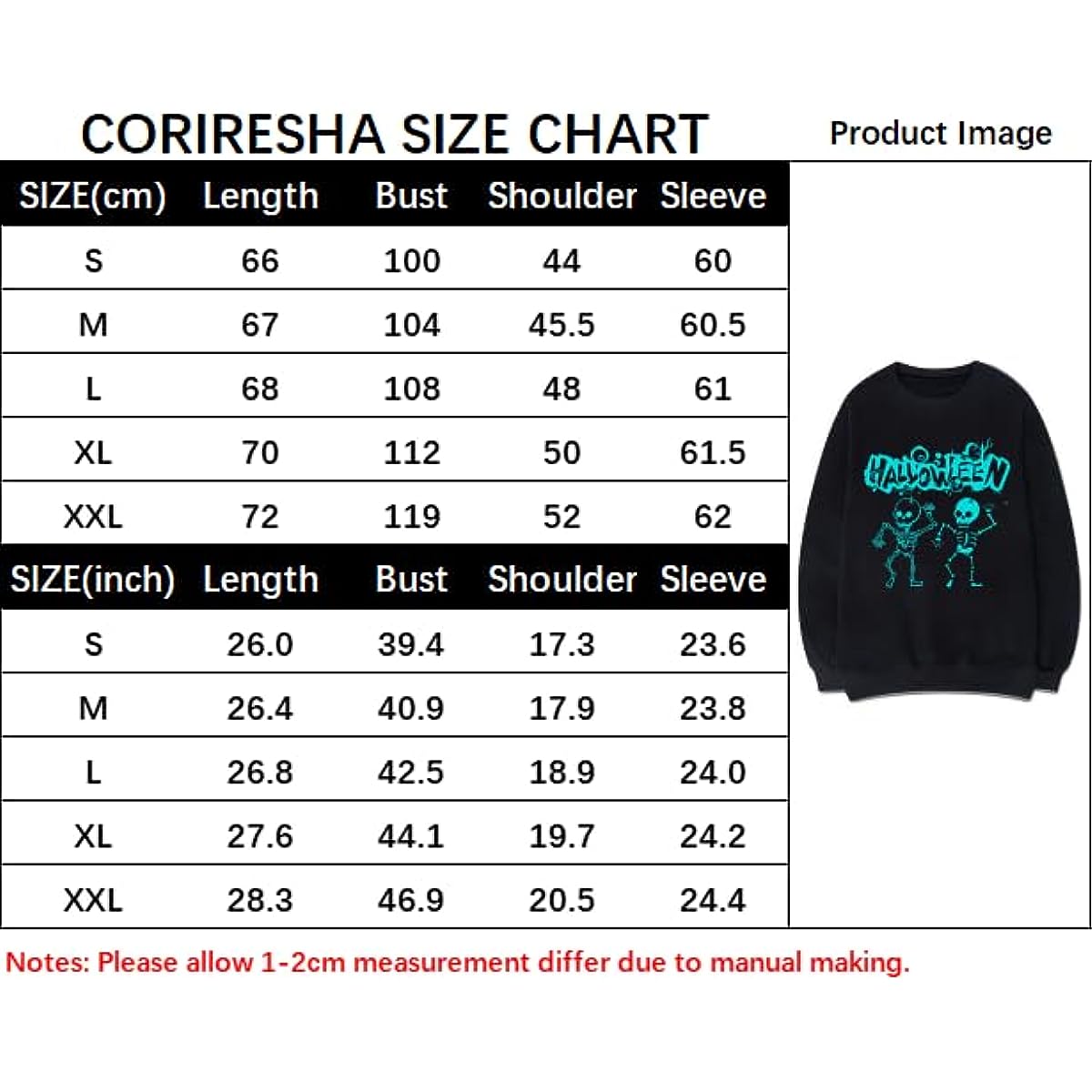 CORIRESHA Unisex Halloween Skeleton Crew Neck Long Sleeves Y2K Aesthetic Gothic Sweatshirt