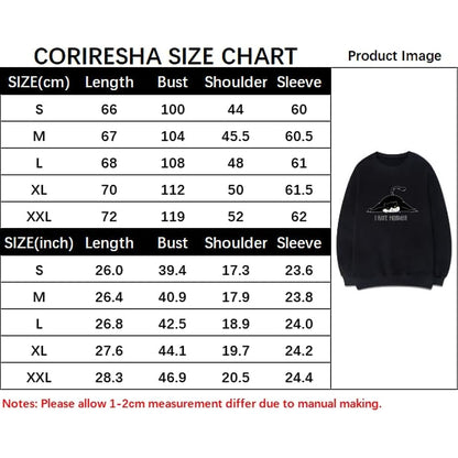 CORIRESHA Cute Lazy Cat Sweatshirt Crewneck Long Sleeves Unisex Soft Cotton Pullover