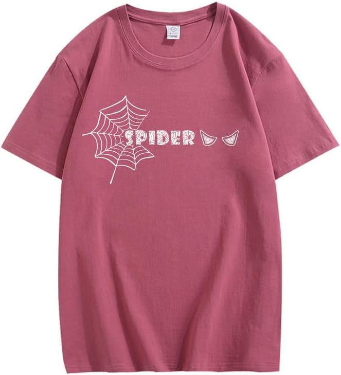 CORIRESHA Y2K Spider Web Camiseta cuello redondo manga corta casual Halloween ropa