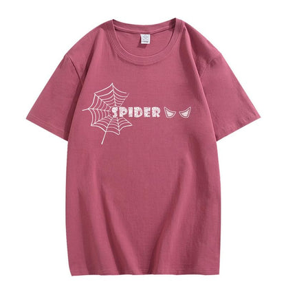 CORIRESHA Y2K Spider Web Camiseta cuello redondo manga corta casual Halloween ropa