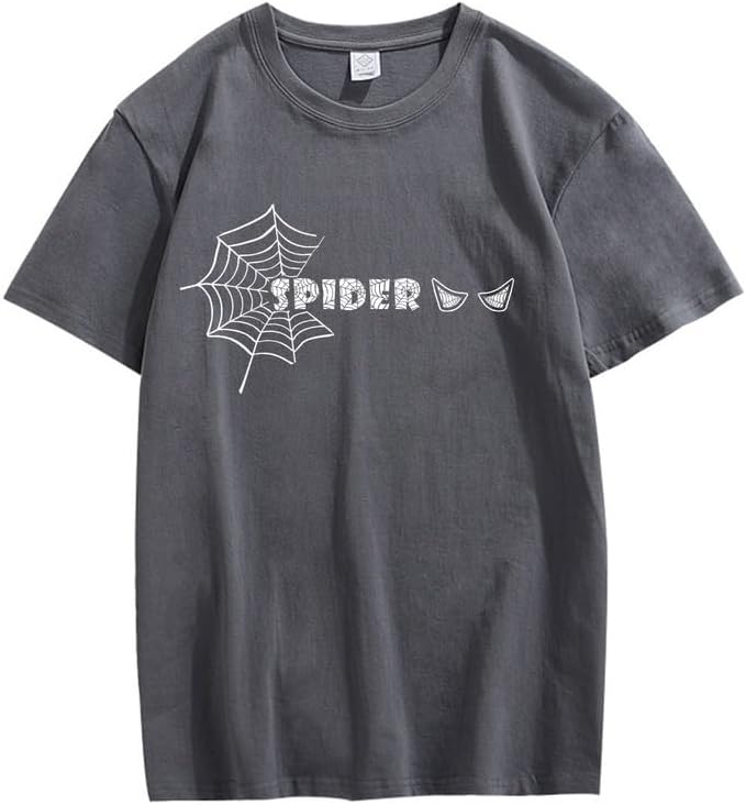 CORIRESHA Y2K Spider Web Camiseta cuello redondo manga corta casual Halloween ropa