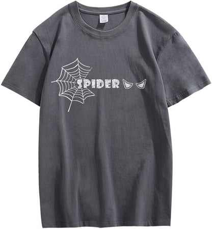 CORIRESHA Y2K Spider Web Camiseta cuello redondo manga corta casual Halloween ropa