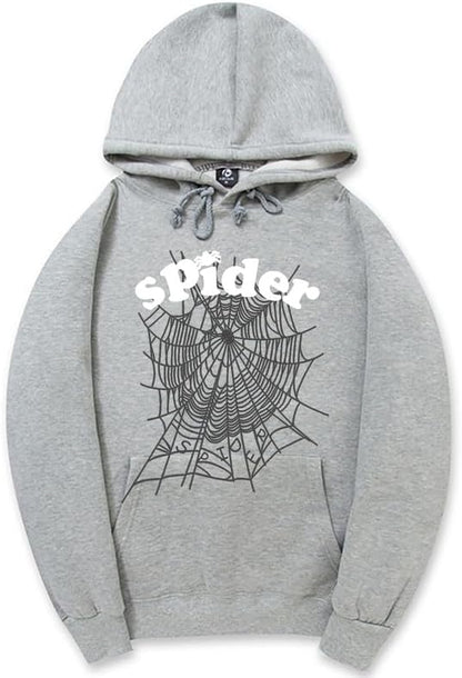 CORIRESHA Fashion Spider Web Sudadera con capucha de manga larga con cordón unisex de algodón con bolsillos