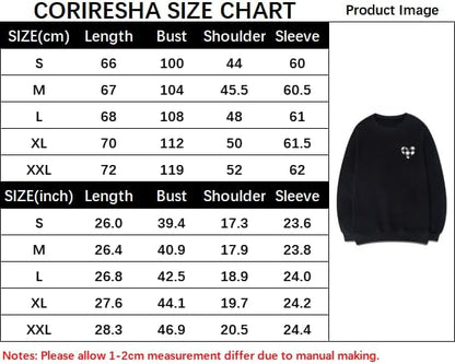 CORIRESHA Vintage Plaid Heart Crewneck Long Sleeve Cotton Basic Pullover Sweatshirt