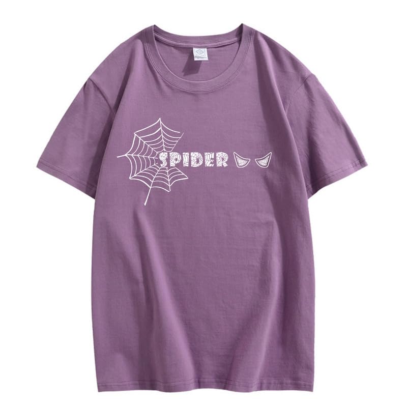 CORIRESHA Y2K Spider Web Camiseta cuello redondo manga corta casual Halloween ropa