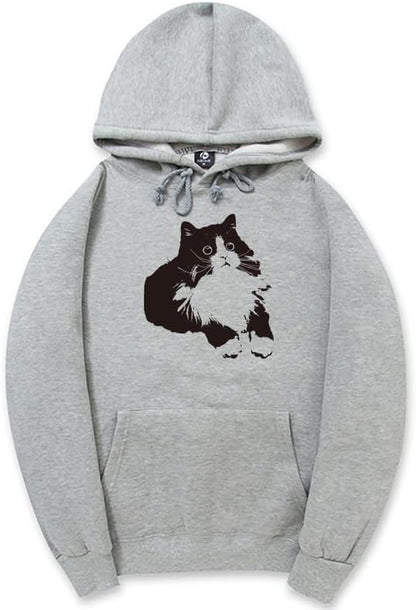 CORIRESHA Cute Cat Hoodie Long Sleeve Drawstring Soft Cotton Basic Sweatshirt