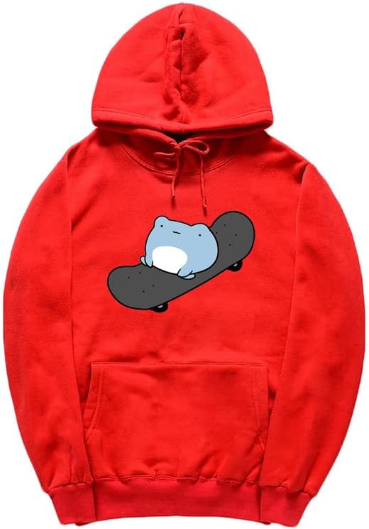 CORIRESHA Sudadera con capucha de rana linda adolescente de manga larga con cordón de algodón para monopatín