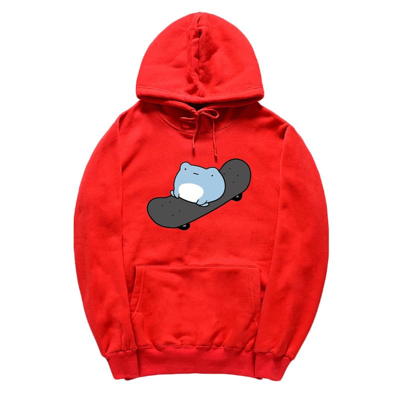 CORIRESHA Sudadera con capucha de rana linda adolescente de manga larga con cordón de algodón para monopatín
