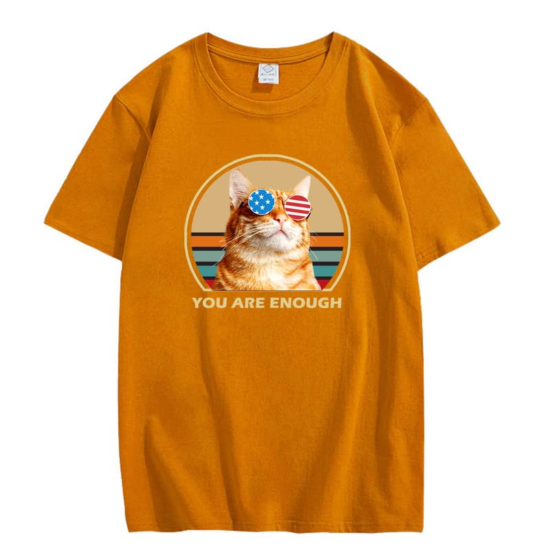 CORIRESHA Cat Lovers Camisetas Cuello Redondo Manga Corta Adolescentes Eres Suficiente Lindo Tops