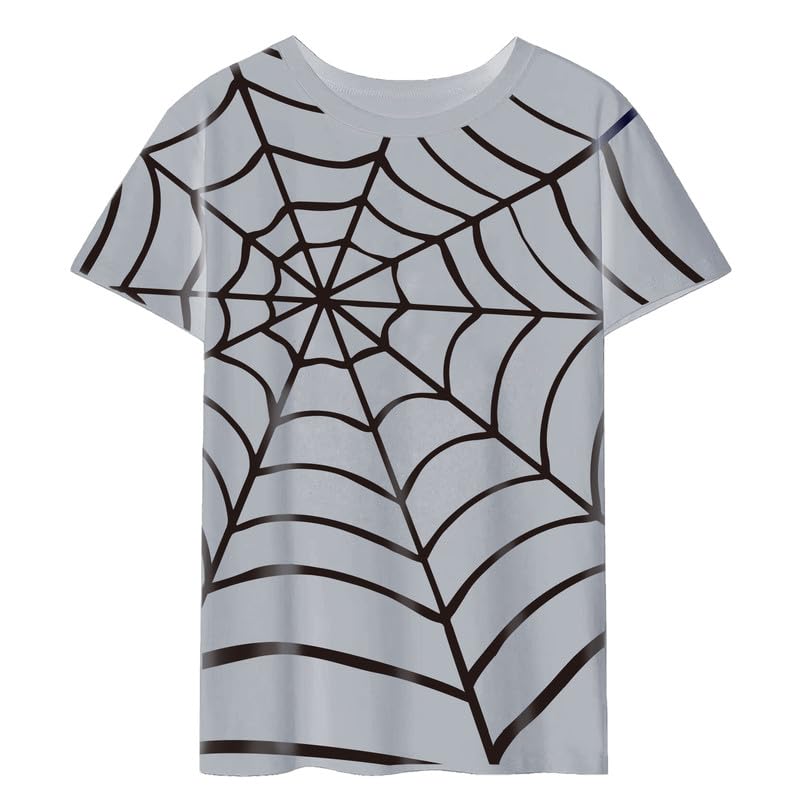 CORIRESHA Women's Y2K Spider Web T-Shirt Short Sleeve Crewneck Casual Halloween Top