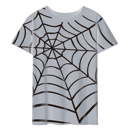 CORIRESHA Women's Y2K Spider Web T-Shirt Short Sleeve Crewneck Casual Halloween Top