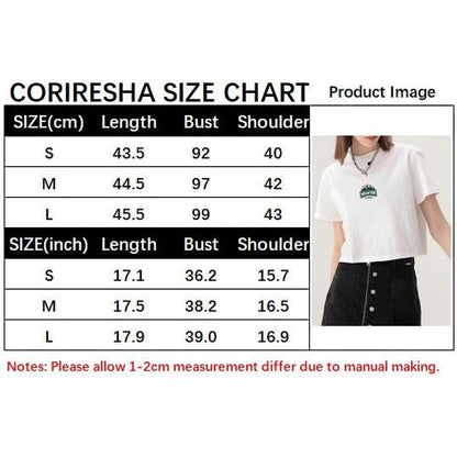 CORIRESHA Camiseta retro de montaña con cuello redondo de verano de manga corta para mujer