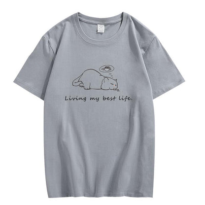 CORIRESHA Camisetas unisex con cuello redondo y manga corta con letras lindas