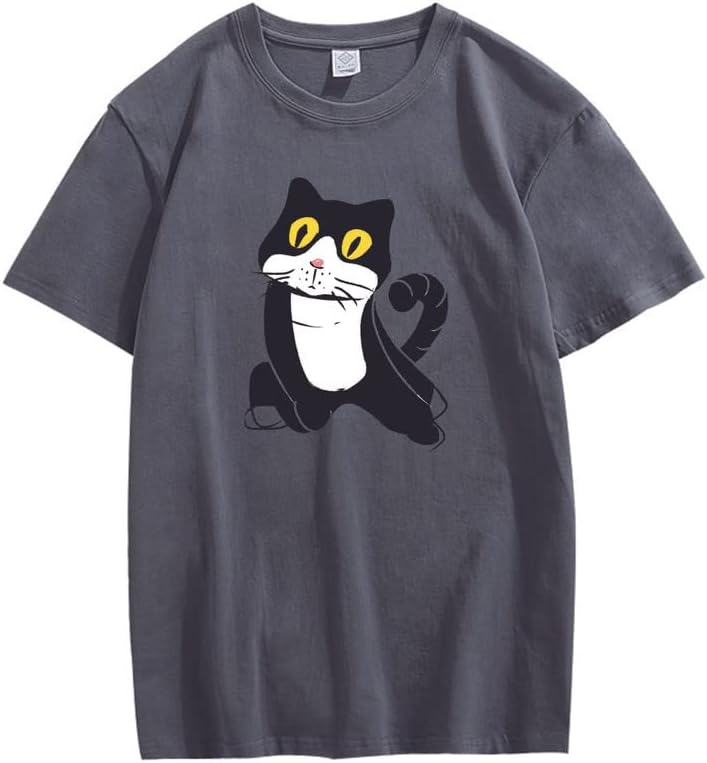 CORIRESHA Camiseta de gato lindo casual cuello redondo manga corta verano básico algodón tops