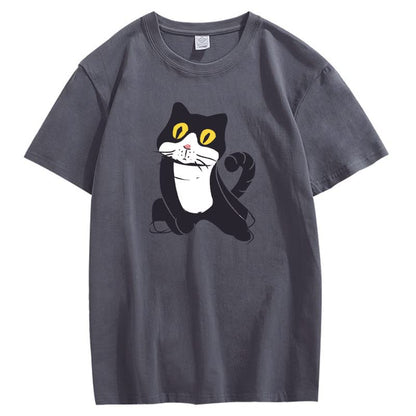 CORIRESHA Camiseta de gato lindo casual cuello redondo manga corta verano básico algodón tops