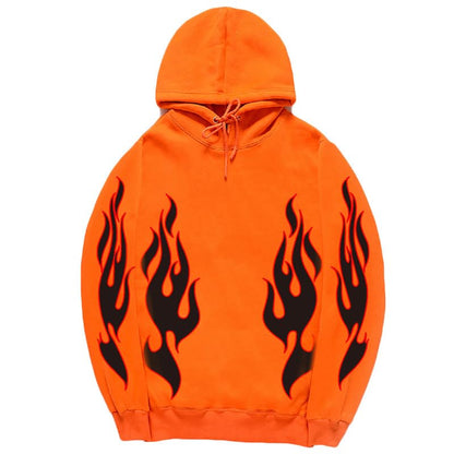 CORIRESHA Unisex Trendy Flame Hoodie Long Sleeve Drawstring Casual Y2K Aesthetic Sweatshirt