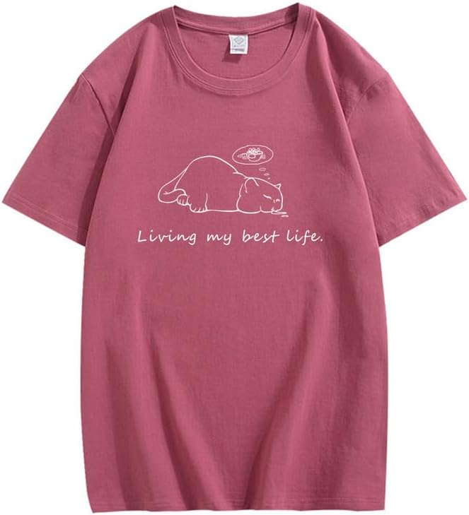 CORIRESHA Camisetas unisex con cuello redondo y manga corta con letras lindas