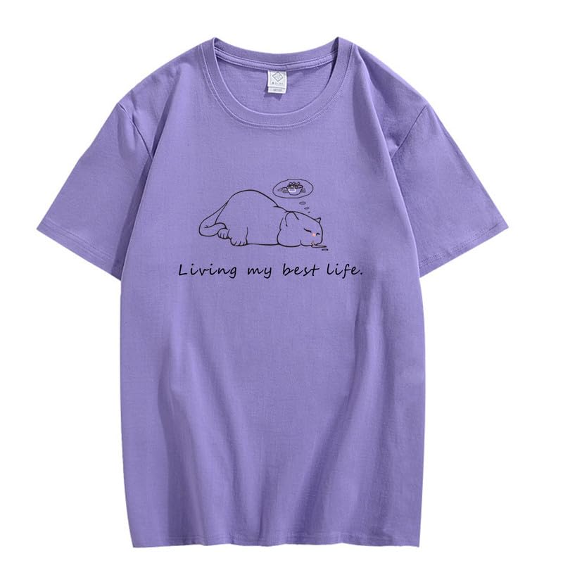CORIRESHA Camisetas unisex con cuello redondo y manga corta con letras lindas