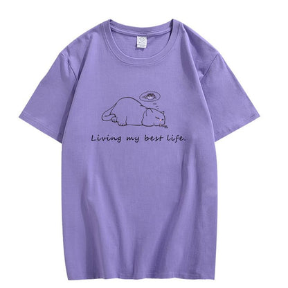 CORIRESHA Camisetas unisex con cuello redondo y manga corta con letras lindas