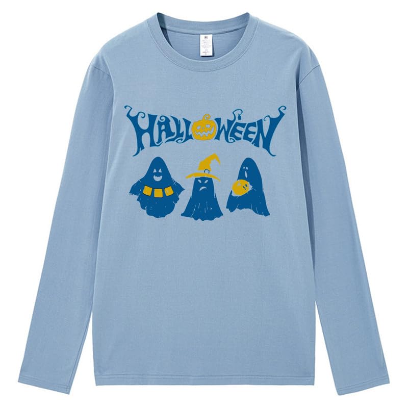 CORIRESHA Teen Ghost Camiseta Cuello Redondo Manga Larga Algodón Harajuku Halloween Tops