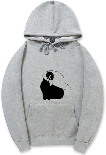 CORIRESHA Funny Wear Hat Cat Hoodie Drawstring Kangaroo Pocket Cotton Sweatshirt