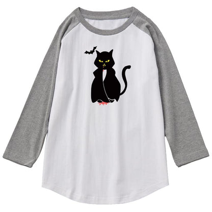 CORIRESHA Camiseta gótica de Halloween para adolescentes con manga de hombro de algodón con gatos divertidos