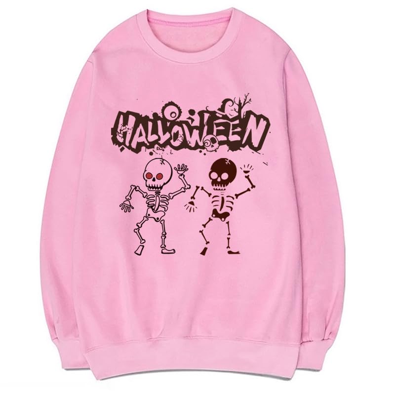 CORIRESHA Unisex Halloween Skeleton Crew Neck Long Sleeves Y2K Aesthetic Gothic Sweatshirt