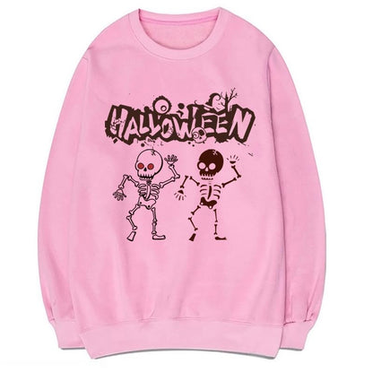 CORIRESHA Unisex Halloween Skeleton Crew Neck Long Sleeves Y2K Aesthetic Gothic Sweatshirt