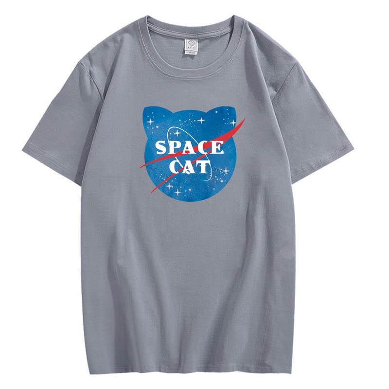 CORIRESHA Camiseta unisex de manga corta con estampado de gato espacial Kawaii