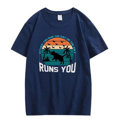 CORIRESHA Camiseta de manga corta unisex con diseño de gaviota y gato hawaiano de verano