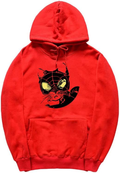 CORIRESHA Teen Cat Lovers Hoodie Long Sleeve Drawstring Casual Y2K Spider Web Sweatshirt