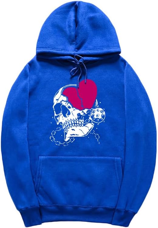 CORIRESHA Women's Cute Heart Hoodie Long Sleeve Drawstring Casual Basic Skull Sweatshirt