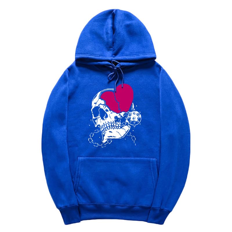 CORIRESHA - Sudadera con capucha para mujer, diseño de corazón, manga larga, con cordón, informal, básica, con diseño de calavera