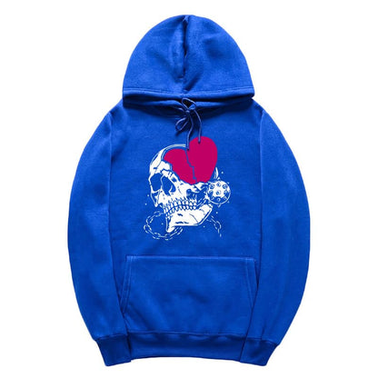CORIRESHA - Sudadera con capucha para mujer, diseño de corazón, manga larga, con cordón, informal, básica, con diseño de calavera