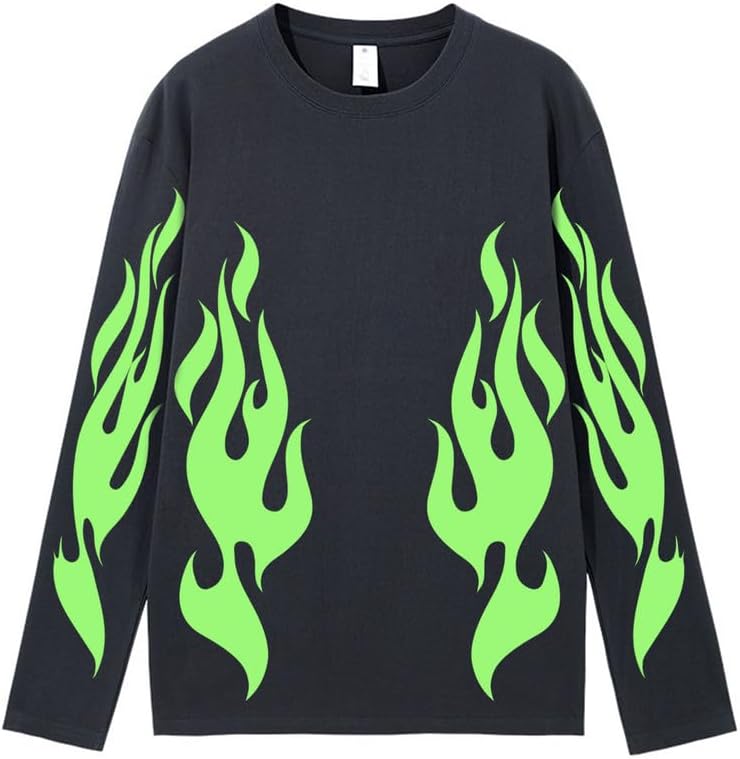 CORIRESHA Adolescente Moda Llama Patrón Cuello Redondo Manga Larga Y2K Otoño Camiseta Top