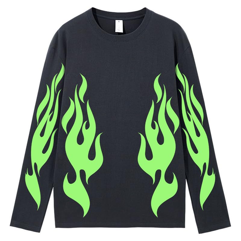 CORIRESHA Adolescente Moda Llama Patrón Cuello Redondo Manga Larga Y2K Otoño Camiseta Top