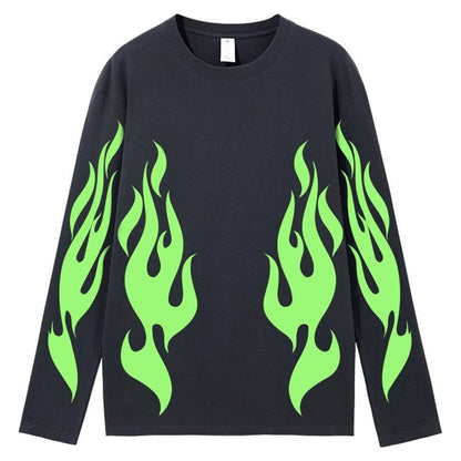 CORIRESHA Adolescente Moda Llama Patrón Cuello Redondo Manga Larga Y2K Otoño Camiseta Top