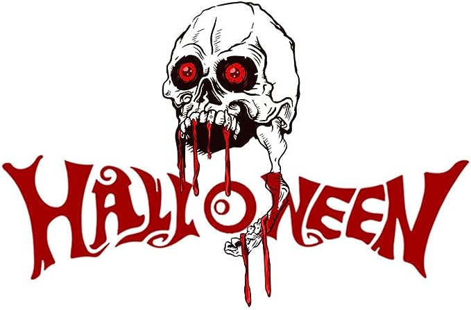 CORIRESHA Camiseta gótica de Halloween de manga larga con cuello redondo y estampado de calavera aterradora unisex