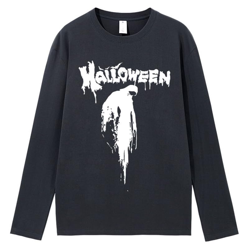 CORIRESHA Halloween Blood Crewneck Long Sleeve Gothic Unisex Scary T-Shirt