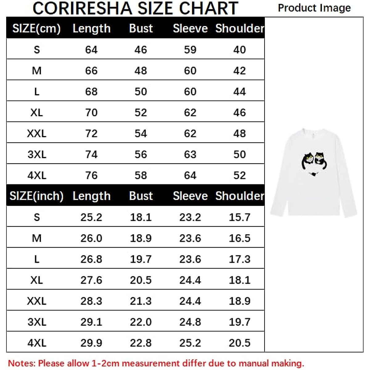 CORIRESHA Women's Teen Cute Cat Crew Neck Long Sleeve Casual Fall Heart T-Shirt