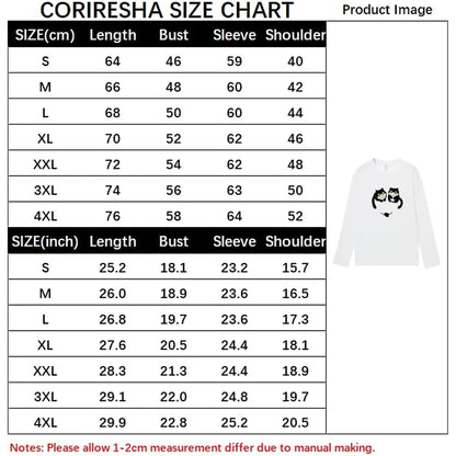 CORIRESHA Women's Teen Cute Cat Crew Neck Long Sleeve Casual Fall Heart T-Shirt