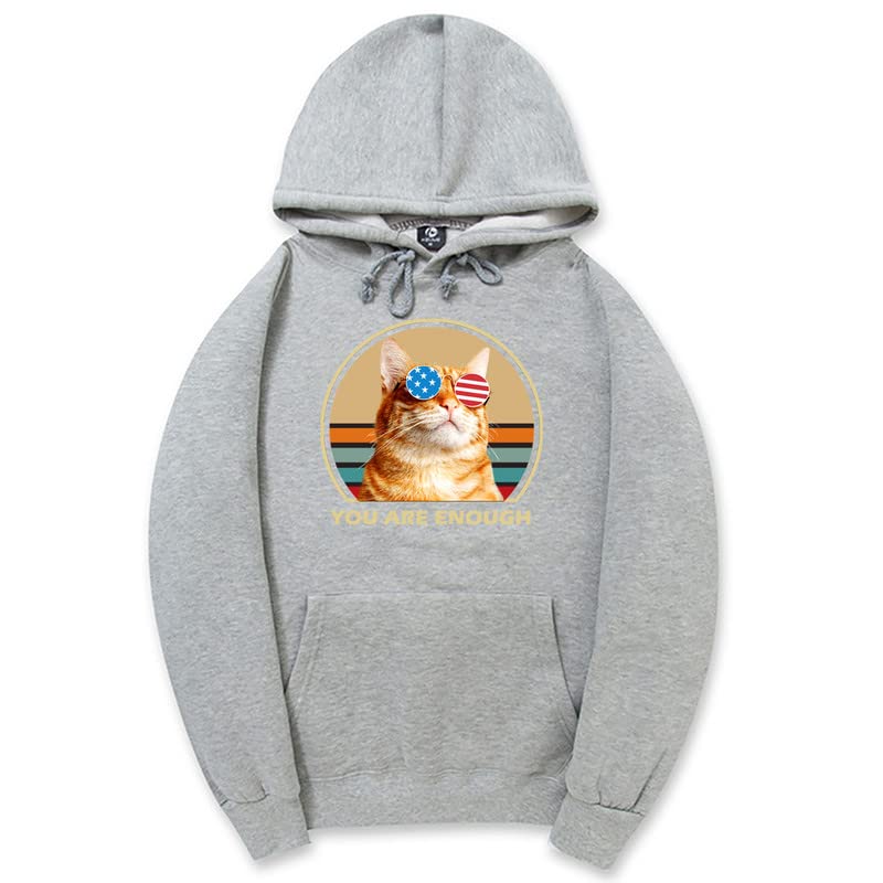 CORIRESHA You are Enough Adolescente Linda Sudadera con capucha Casual Manga Larga Cordón Algodón Gato Amantes Sudaderas