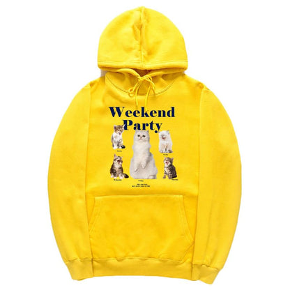 CORIRESHA Unisex Cat Lover Cute Hoodie Casual Long Sleeve Drawstring Basic Letter Sweatshirt