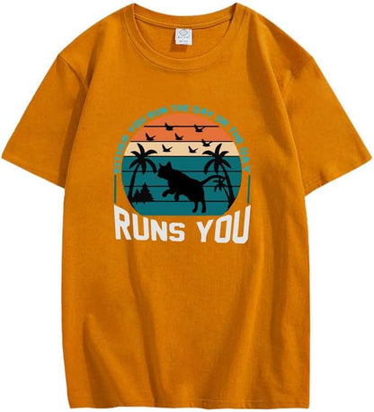CORIRESHA Camiseta de manga corta unisex con diseño de gaviota y gato hawaiano de verano