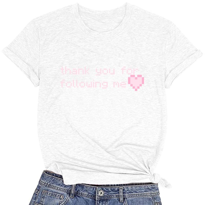 CORIRESHA Camiseta casual de verano con estampado de letras y cuello redondo para mujer
