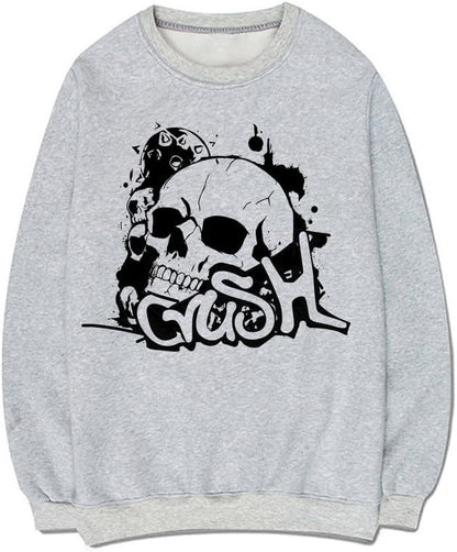 CORIRESHA Sudadera unisex con diseño de calavera, cuello redondo, manga larga, Y2K, estética gótica
