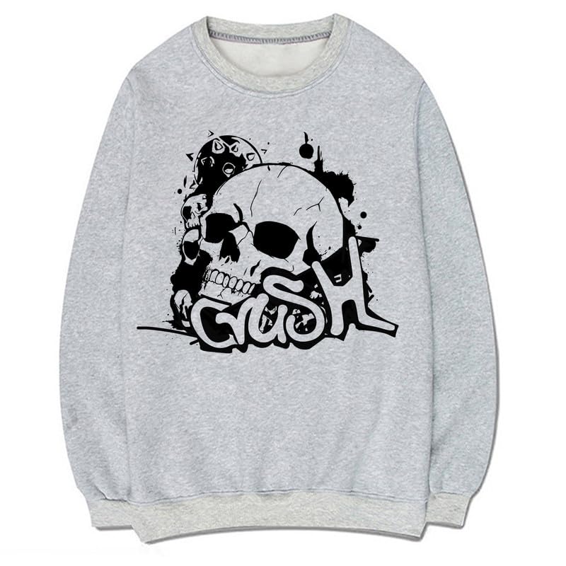 CORIRESHA Sudadera unisex con diseño de calavera, cuello redondo, manga larga, Y2K, estética gótica